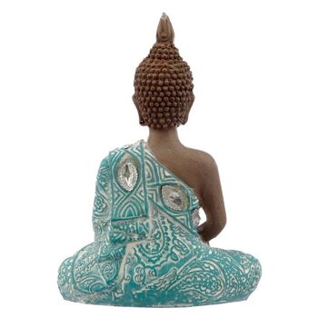 Bouddha Thaï, Marron, Blanc et Turquoise - Lotus 8