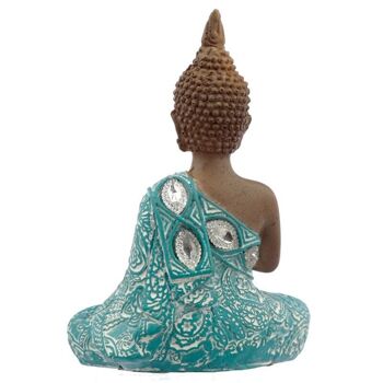 Bouddha Thaï, Marron, Blanc et Turquoise - Lotus 10