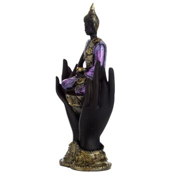 Bouddha thaïlandais violet, or et noir assis dans les mains 2