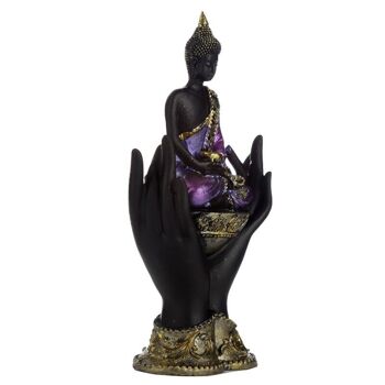 Bouddha thaïlandais violet, or et noir assis dans les mains 4