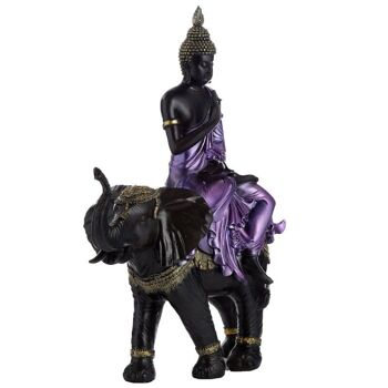 Grand éléphant d'équitation de Bouddha thaïlandais violet, or et noir 2