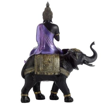 Grand éléphant d'équitation de Bouddha thaïlandais violet, or et noir 3