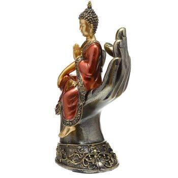 Bouddha thaï or et rouge assis dans une main 2