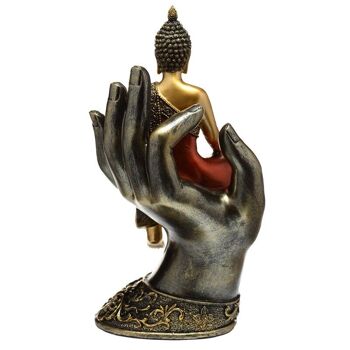 Bouddha thaï or et rouge assis dans une main 3