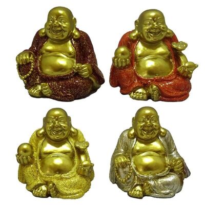 Mini Buda chino que ríe con purpurina de la suerte 6cm