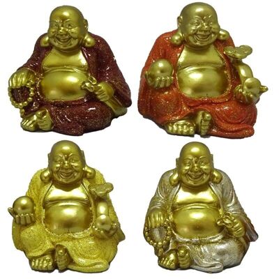 Mini Buda chino que ríe con purpurina de la suerte 8cm