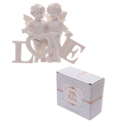 Cherubs Pair Holding LOVE Letters