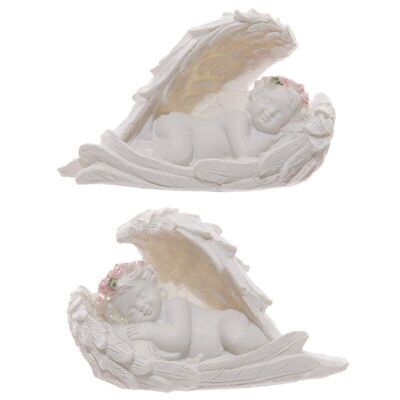 Cherubs Sleeping in Wings with Pink Roses