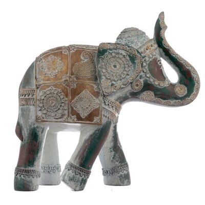 Elefante tailandés de cardenillo blanco y oro cepillado - Grande