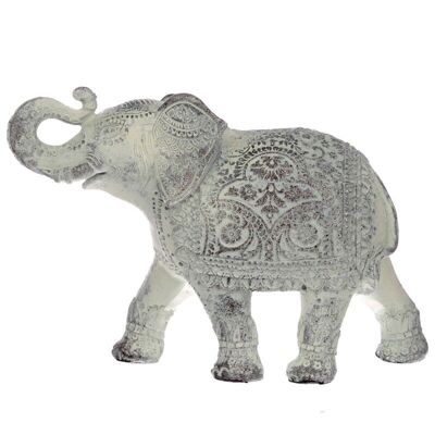 Figura elefante tailandés mediano blanco cepillado