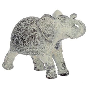 Petite Figurine Éléphant Thaï Blanc Brossé 3