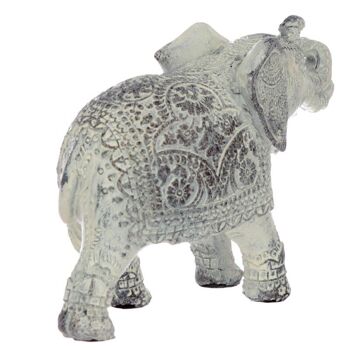 Petite Figurine Éléphant Thaï Blanc Brossé 4