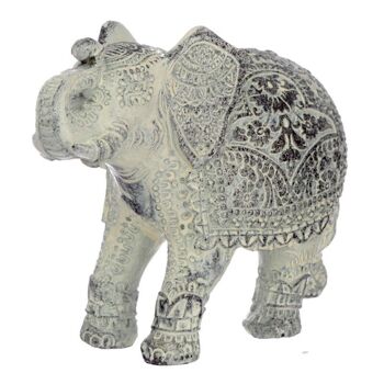 Petite Figurine Éléphant Thaï Blanc Brossé 6