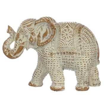 Figurine Éléphant Thaï Moyenne Brossé Blanc et Or 1