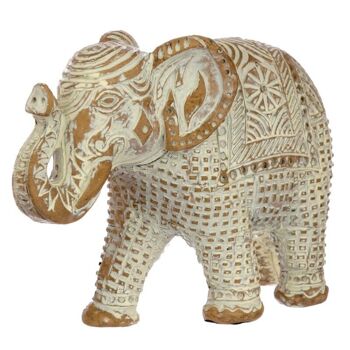 Figurine Éléphant Thaï Moyenne Brossé Blanc et Or 2