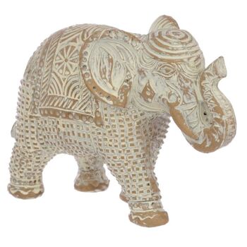 Figurine Éléphant Thaï Moyenne Brossé Blanc et Or 3