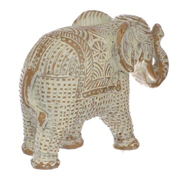 Figurine Éléphant Thaï Moyenne Brossé Blanc et Or 4