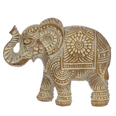 Figurina di elefante tailandese piccolo bianco e oro spazzolato