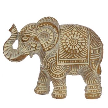 Petite Figurine Éléphant Thaï Brossé Blanc et Or 1