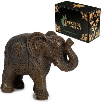 Figura de elefante tailandés pequeño con efecto de madera de la Paz del Este
