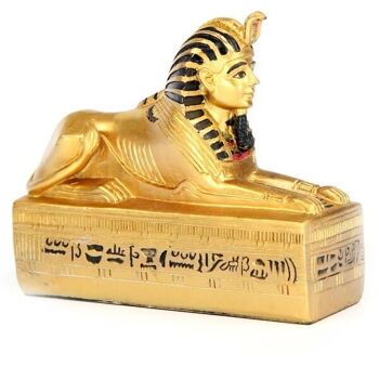 Sphinx égyptien doré sur base hiéroglyphique 4