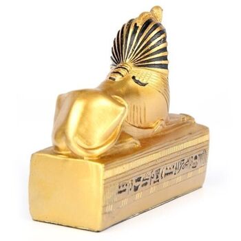 Sphinx égyptien doré sur base hiéroglyphique 5