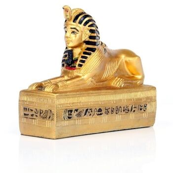 Sphinx égyptien doré sur base hiéroglyphique 7