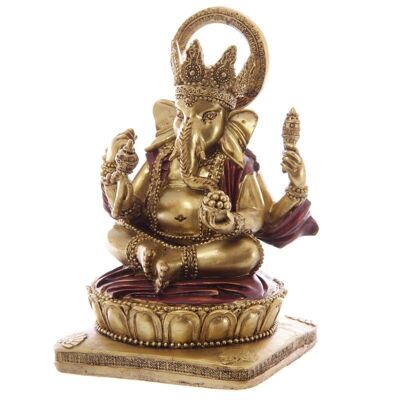 Ganesh-Statue in Gold und Rot 14cm