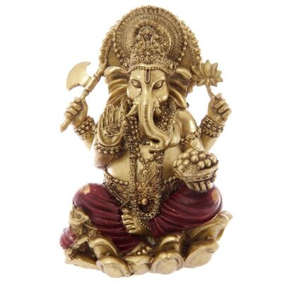 Statua Ganesh Oro e Rosso 16cm