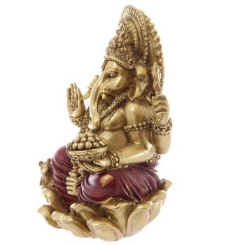 Statue Ganesh Or et Rouge 16cm 2