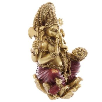 Statue Ganesh Or et Rouge 16cm 4