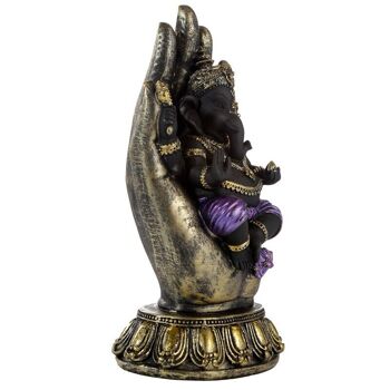 Ganesh violet, or et noir à la main 2