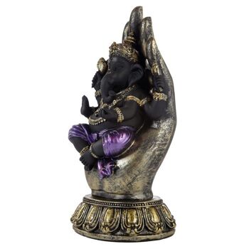 Ganesh violet, or et noir à la main 4