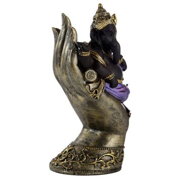 Ganesh violet, or et noir allongé dans la main 6