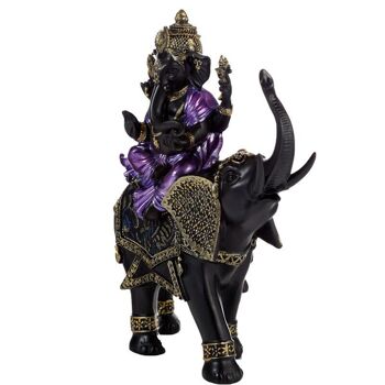 Éléphant d'équitation Ganesh violet, doré et noir 2