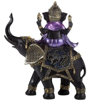 Éléphant d'équitation Ganesh violet, doré et noir 3