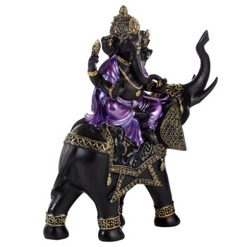 Éléphant d'équitation Ganesh violet, doré et noir 4