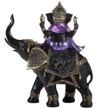 Éléphant d'équitation Ganesh violet, doré et noir 7