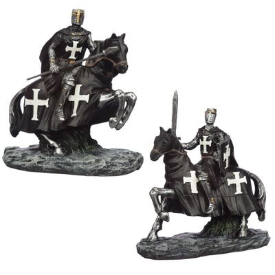 Petite figurine de chevalier noir à cheval
