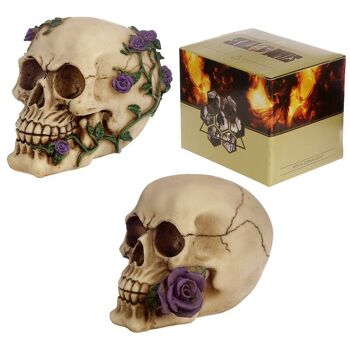 Crânes et roses Crâne avec roses violettes 1