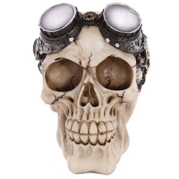 Décoration de crâne de style steampunk avec lunettes 1