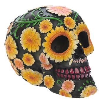Tête de crâne du jour des morts avec motif floral marguerite 3