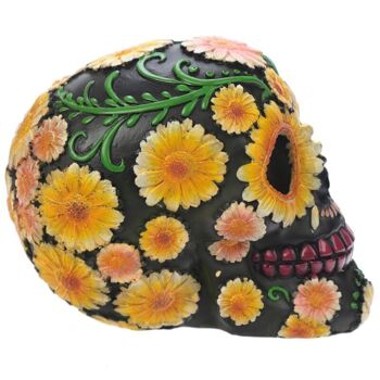 Tête de crâne du jour des morts avec motif floral marguerite 4