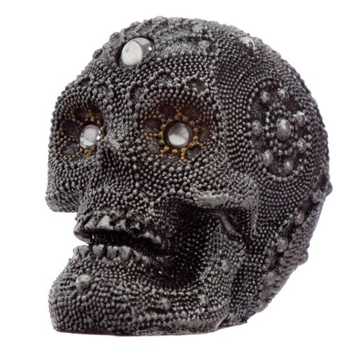 Silver Beaded Skull Head Small