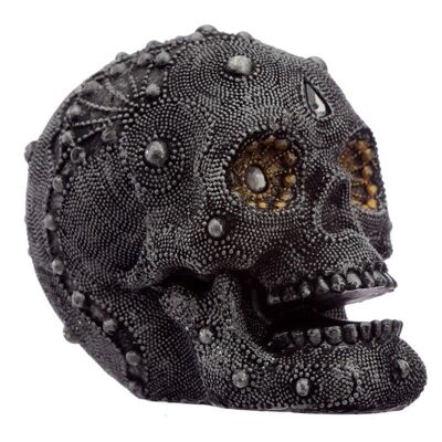 Silberner Totenkopf mit Perlen, Medium