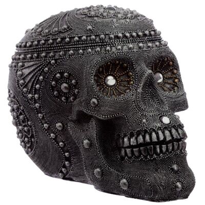 Silver Beaded Skull Head Large