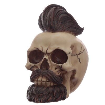 Hipster Mohikaner Totenkopf Ornament mit Bart und gestyltem Haar