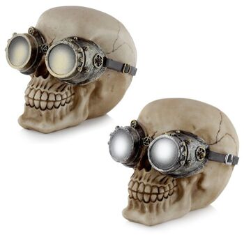 Ornement de crâne de style steampunk avec lunettes 1