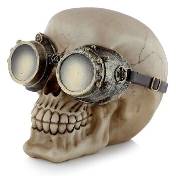 Ornement de crâne de style steampunk avec lunettes 2