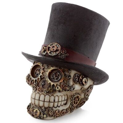 Crâne de style steampunk avec chapeau haut de forme